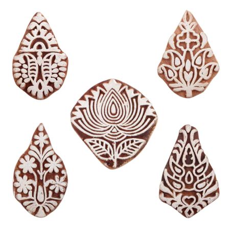 Set of 5 Piece New Mix Wooden Printing Blocks